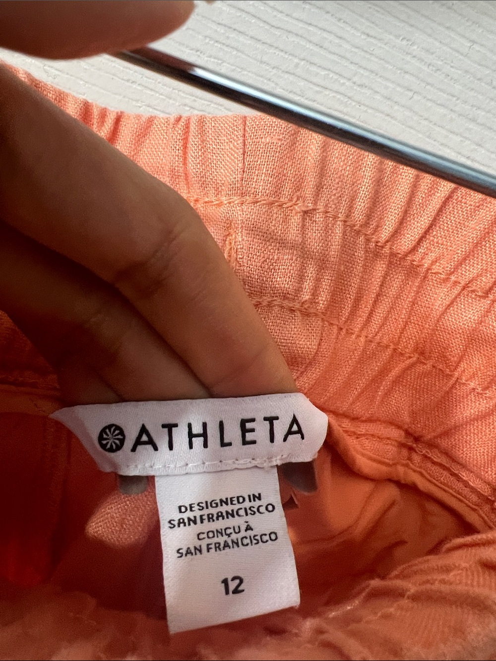 Athleta Cabo 4” Linen Shorts in Cactus Peach Size 12 - Picture 6 of 7